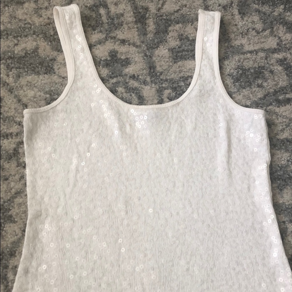 EXPRESS SEQUINS SEQUINED TANK TOP OFF WHITE XS